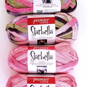 Premier Starbella Pretty Pink Birthday Cake Hope Ruffle Yarn Mixed Lot 4 Skeins
